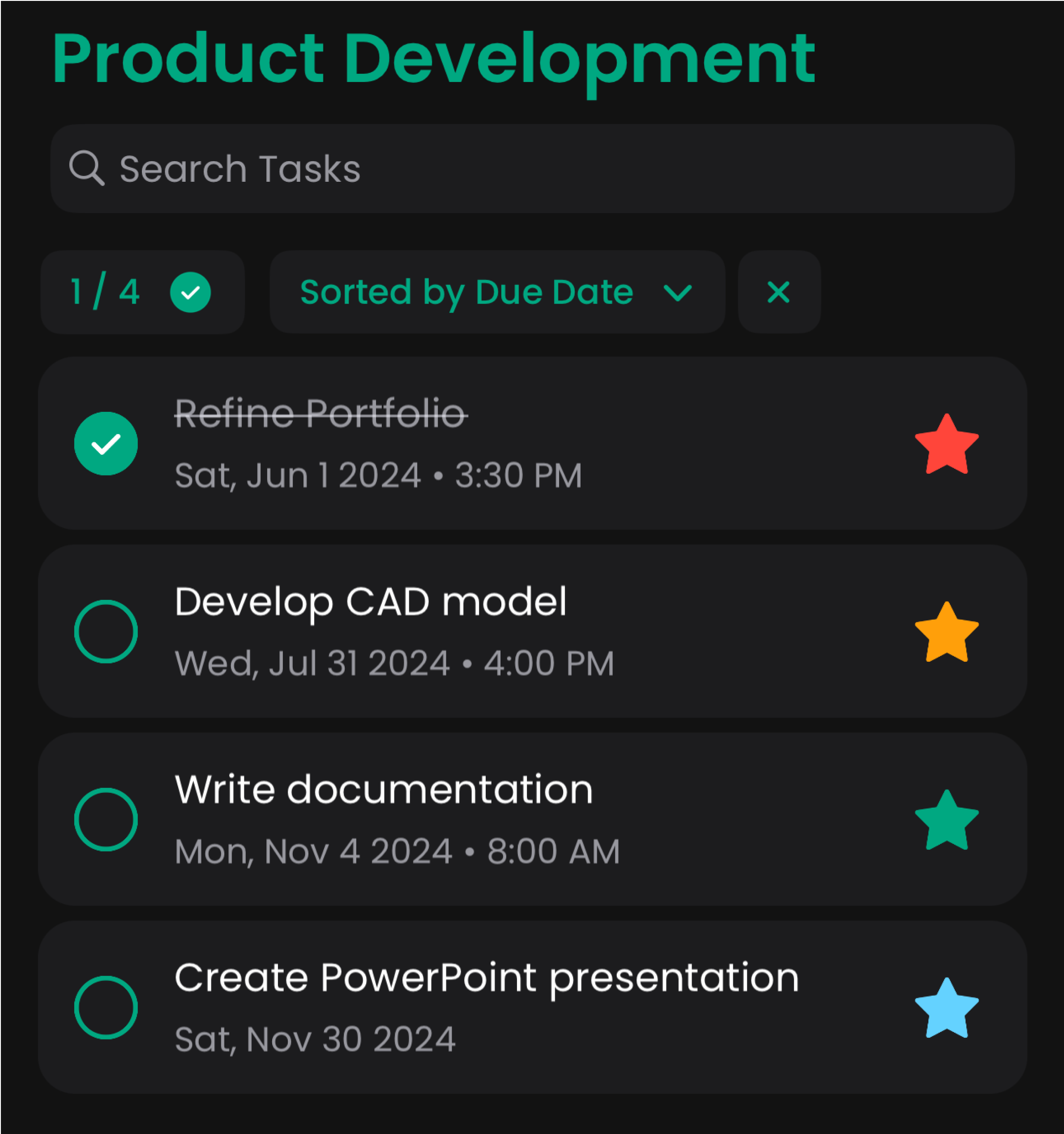 OneTick to-do list interface